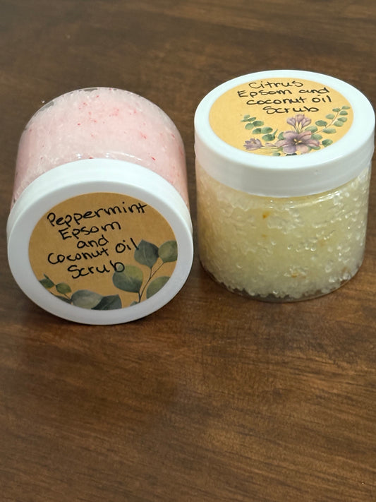 4 oz Epsom salt/sugar and coconut oil scrub